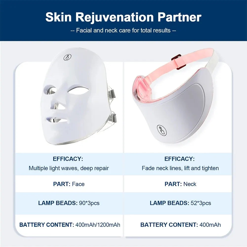 7 Colors Red Light Therapy Face Mask For clear Youthful Skin