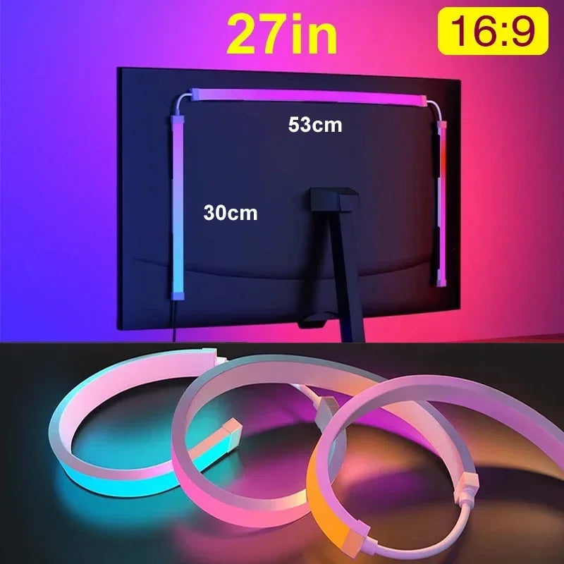 Smart Ambient PC Display Sync Computer Monitor Backlight LED Strip Light RGB Color DIY Game Holiday Atmosphere Decor Lamp for gamer..