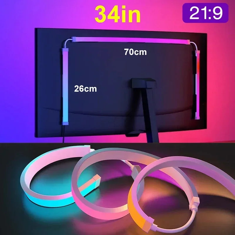 Smart Ambient PC Display Sync Computer Monitor Backlight LED Strip Light RGB Color DIY Game Holiday Atmosphere Decor Lamp for gamer..