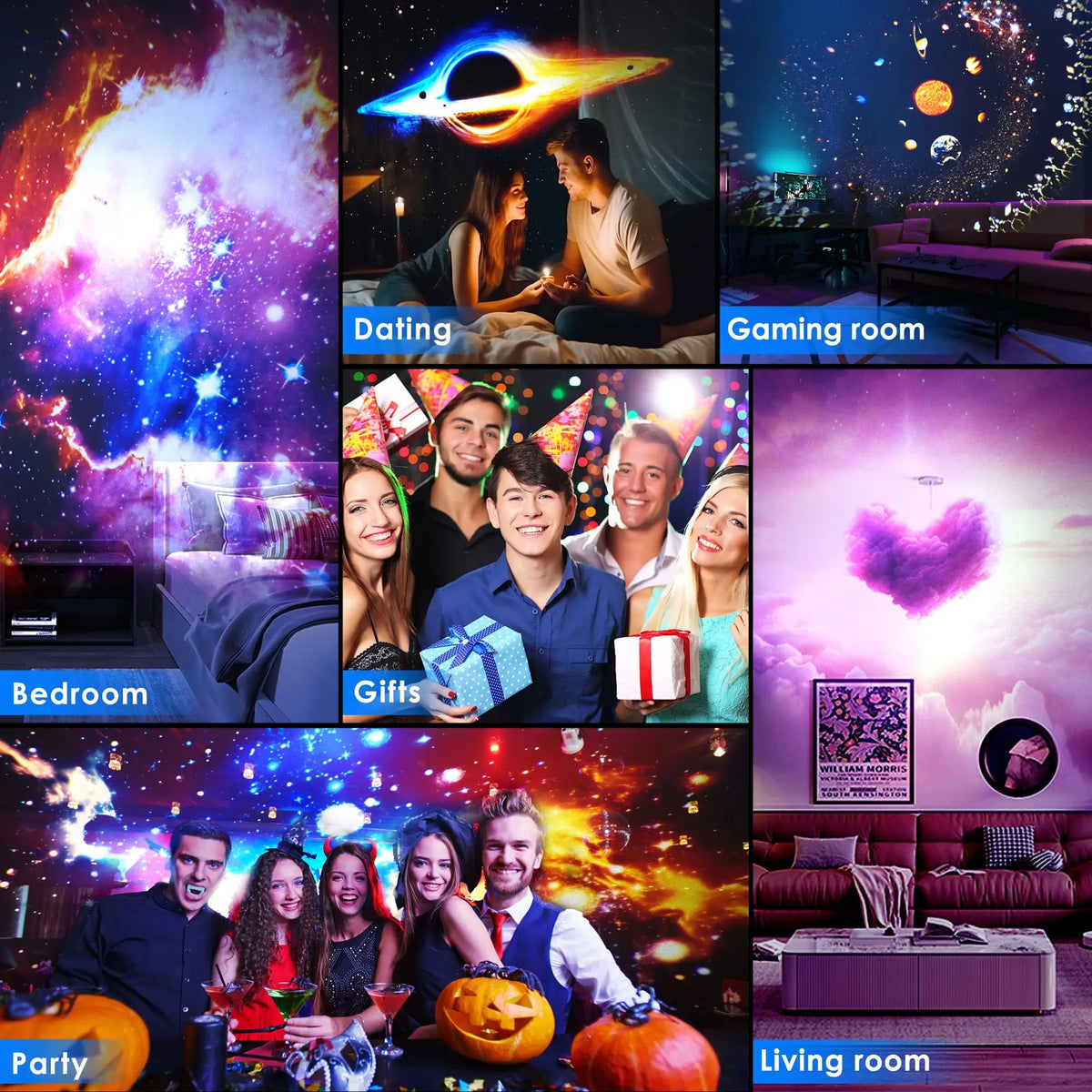 Galaxy Projector for Bedroom Pro Version Star Projector Galaxy Light Planetarium Projector with Timer White Noise 360 ° Rotation Bluetooth Remote Control