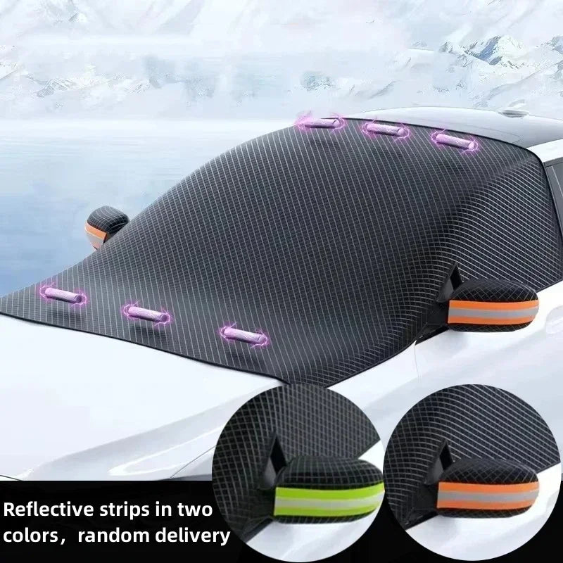 Universal Oxford Fabric Car Front Windscreen Cover Car Windshield Snow Sun Shade Cover With Reflective Stripe Winter Snow Cover