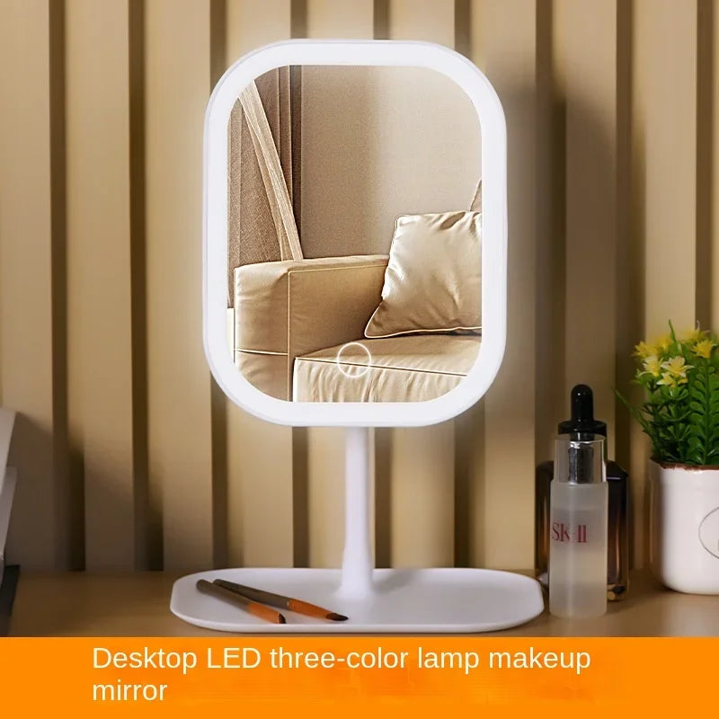 3 Colors Dimmable Lights Rechargeable LED Vanity Mirror - Touch Control Portable Cosmetic Mirror for Home Travel
