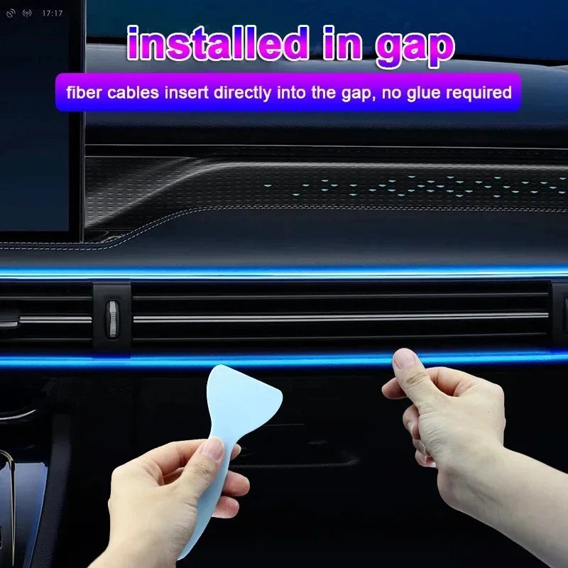 Car Interior Ambient LED Light Strip Invisible USB Fiber Optic Atmosphere Lamp Support APP Control