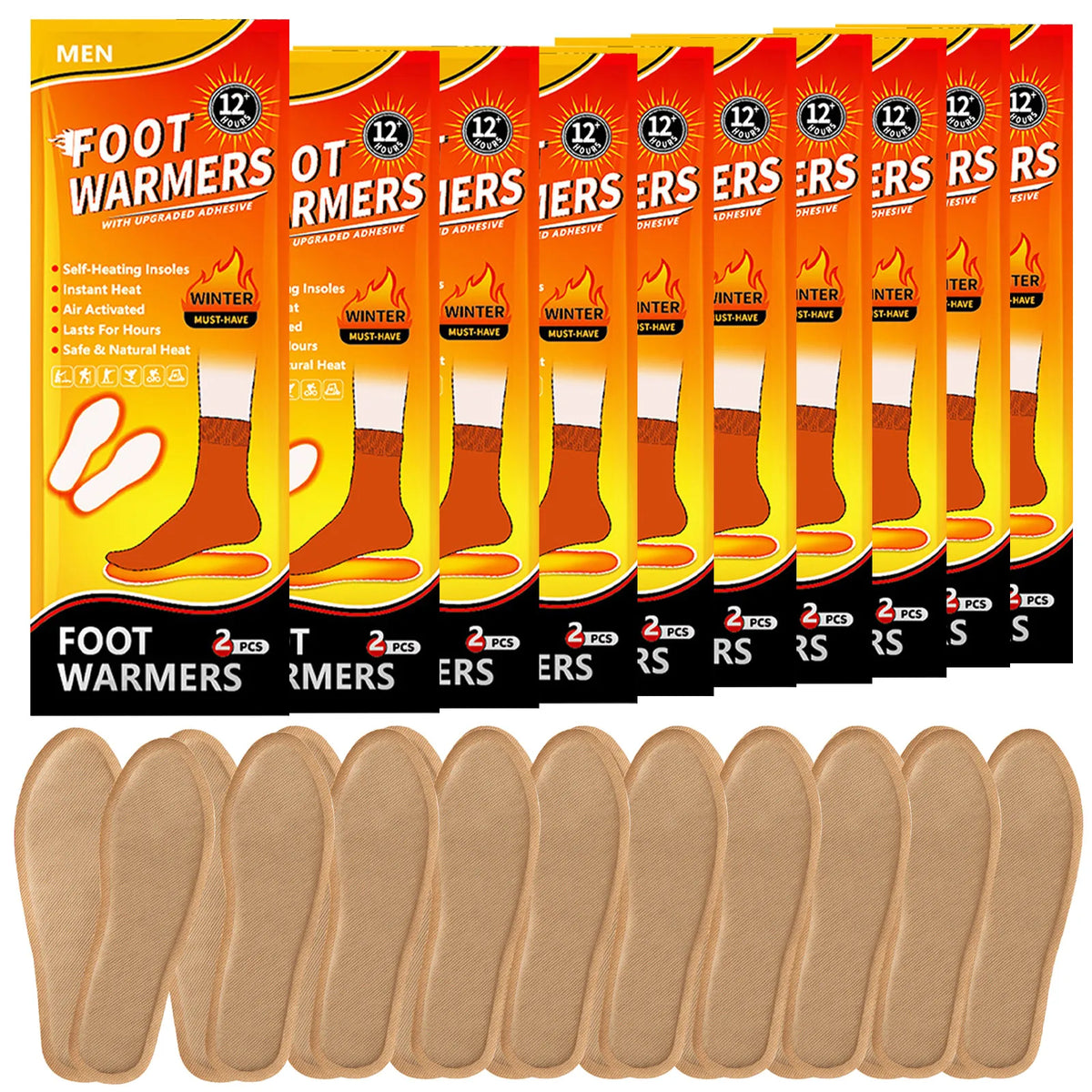 Heat Packs Hand Warmers Self-heating Foot Warmer Patch for Hiking Skiing Camping & Cold Activities