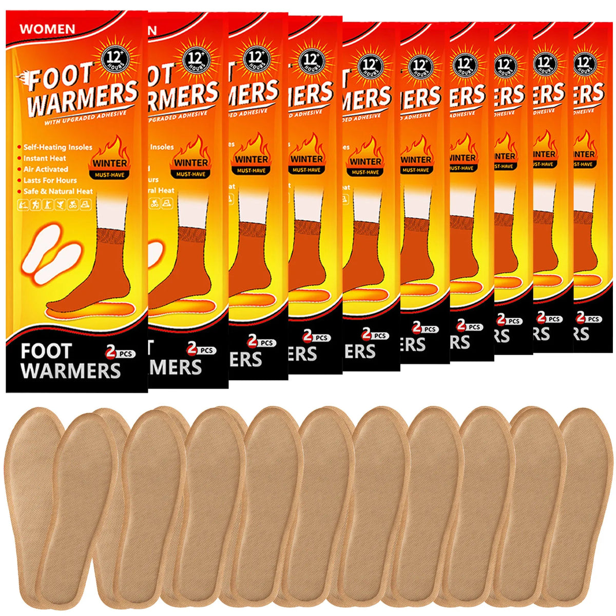 Heat Packs Hand Warmers Self-heating Foot Warmer Patch for Hiking Skiing Camping & Cold Activities