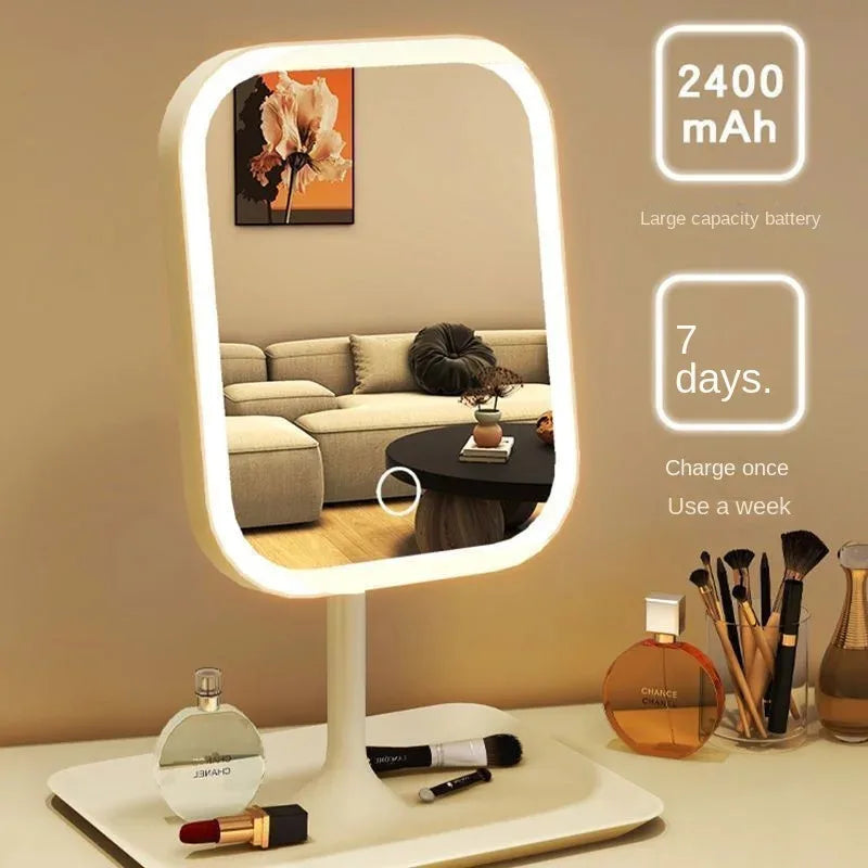 3 Colors Dimmable Lights Rechargeable LED Vanity Mirror - Touch Control Portable Cosmetic Mirror for Home Travel