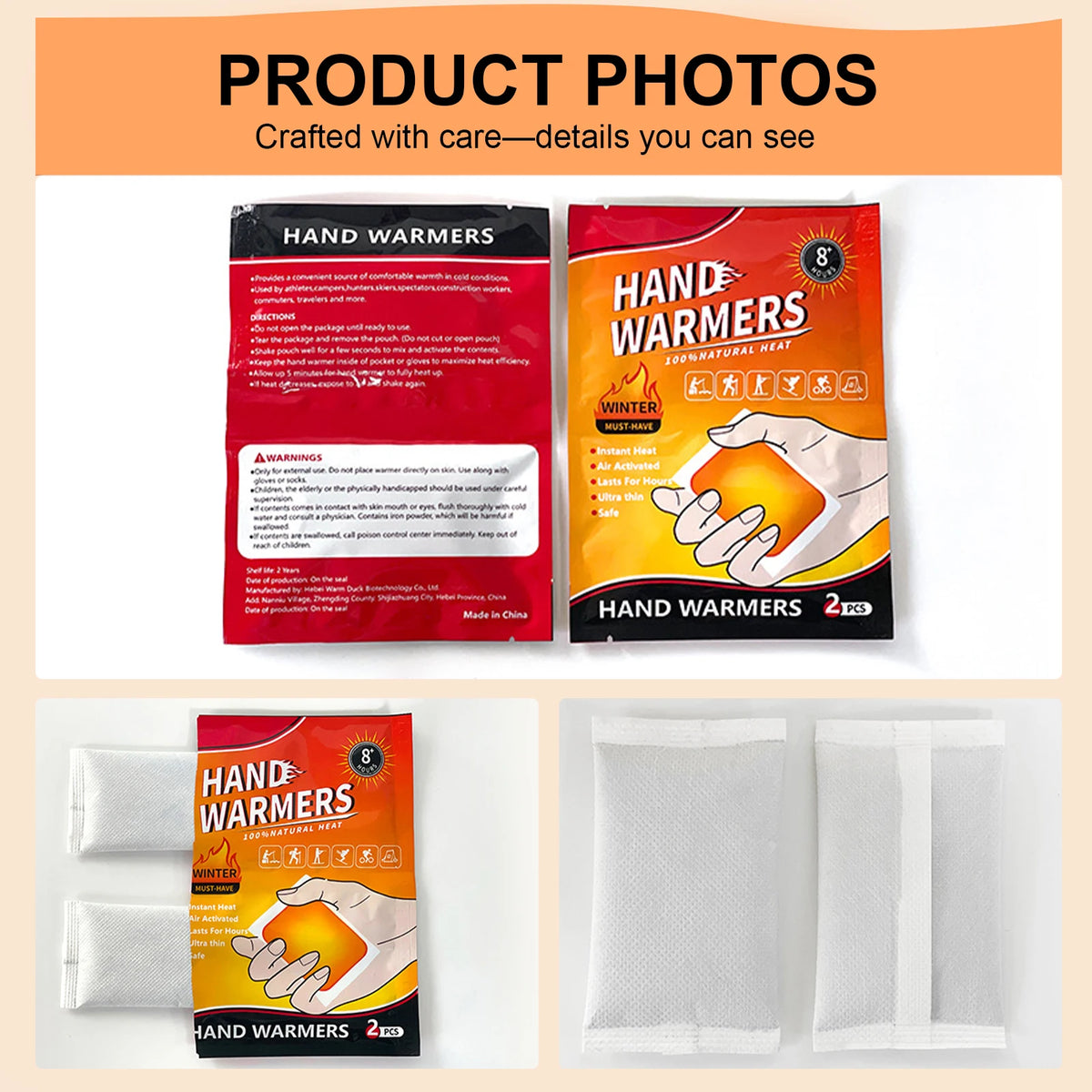 Heat Packs Hand Warmers Self-heating Foot Warmer Patch for Hiking Skiing Camping & Cold Activities