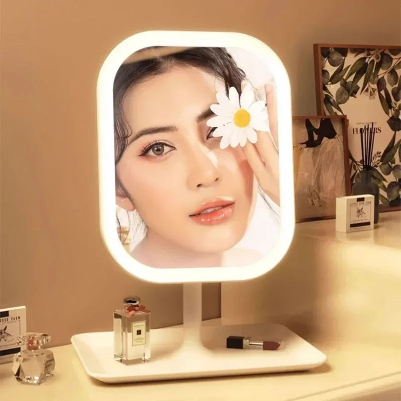 3 Colors Dimmable Lights Rechargeable LED Vanity Mirror - Touch Control Portable Cosmetic Mirror for Home Travel