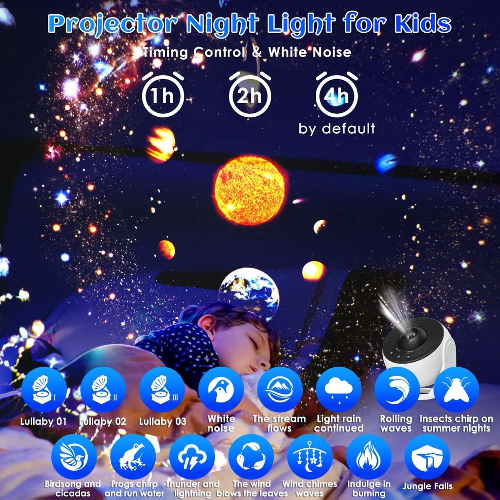 Galaxy Projector for Bedroom Pro Version Star Projector Galaxy Light Planetarium Projector with Timer White Noise 360 ° Rotation Bluetooth Remote Control
