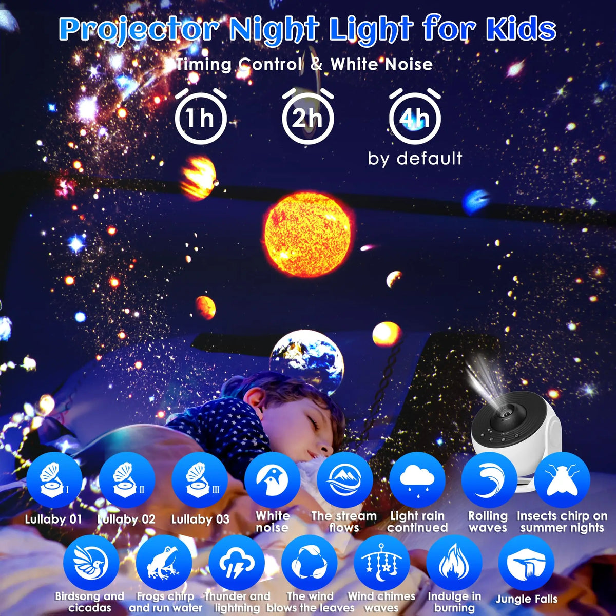 Galaxy Projector for Bedroom Pro Version Star Projector Galaxy Light Planetarium Projector with Timer White Noise 360 ° Rotation Bluetooth Remote Control