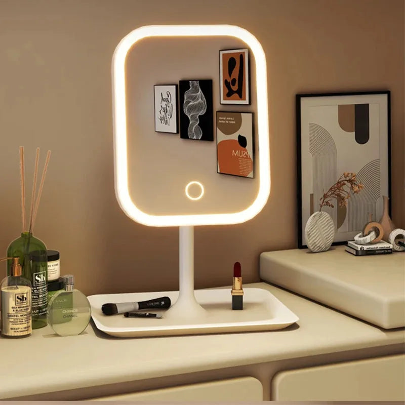 3 Colors Dimmable Lights Rechargeable LED Vanity Mirror - Touch Control Portable Cosmetic Mirror for Home Travel