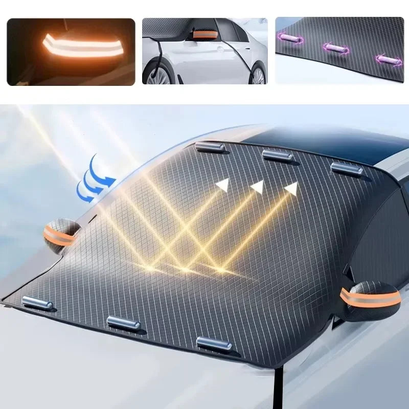 Universal Oxford Fabric Car Front Windscreen Cover Car Windshield Snow Sun Shade Cover With Reflective Stripe Winter Snow Cover