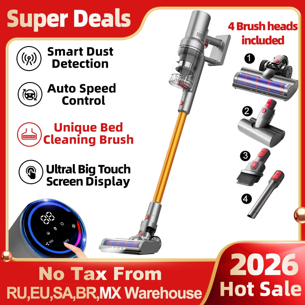ABIR Cordless Handheld Vacuum Cleaner,Touch Screen,Smart Dust Sensor,Auto Speed Control for Home Bed Carpet Clean