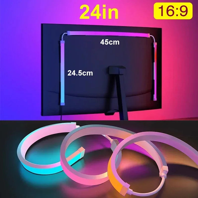 Smart Ambient PC Display Sync Computer Monitor Backlight LED Strip Light RGB Color DIY Game Holiday Atmosphere Decor Lamp for gamer..
